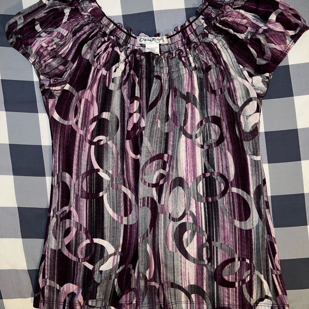 Claudia Richard Purple and Gray Blouse